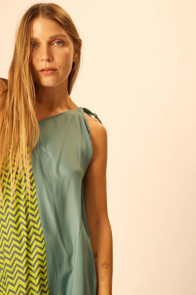Women Natalie Martin Dresses Lola Dress Block Zigzag Lime