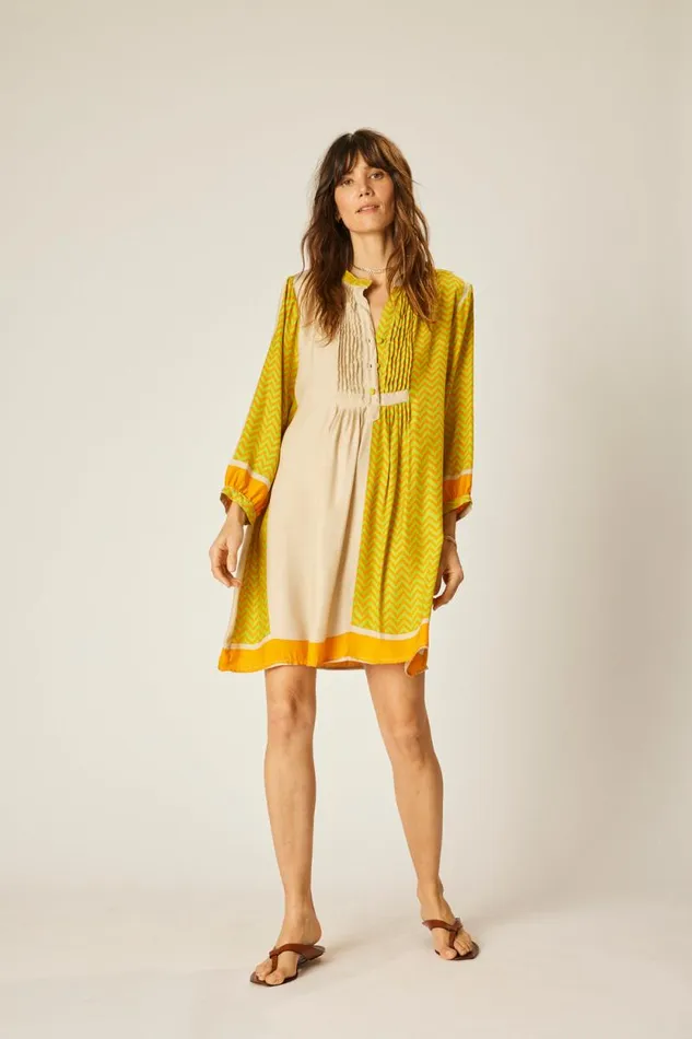Women Natalie Martin Dresses Sammie Short Dress Block Zigzag Tangerine