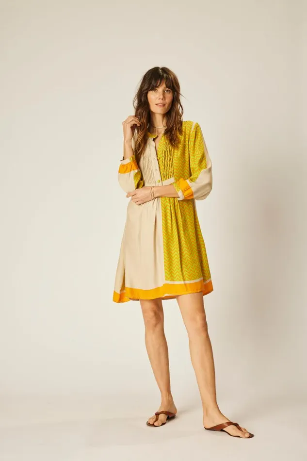 Women Natalie Martin Dresses Sammie Short Dress Block Zigzag Tangerine