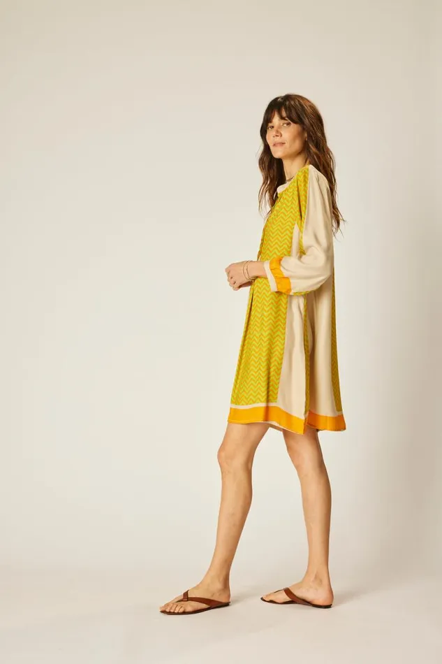 Women Natalie Martin Dresses Sammie Short Dress Block Zigzag Tangerine