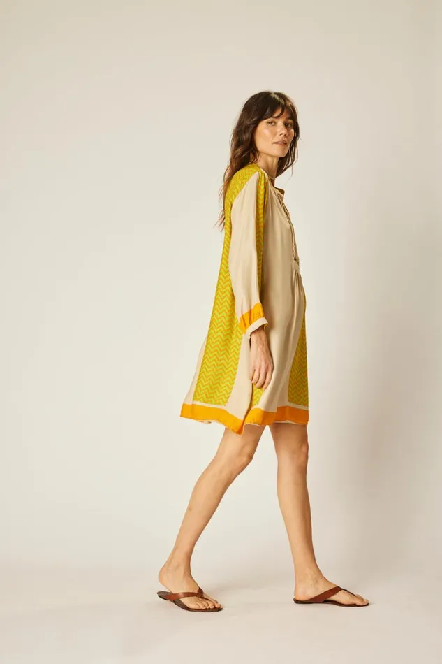 Women Natalie Martin Dresses Sammie Short Dress Block Zigzag Tangerine