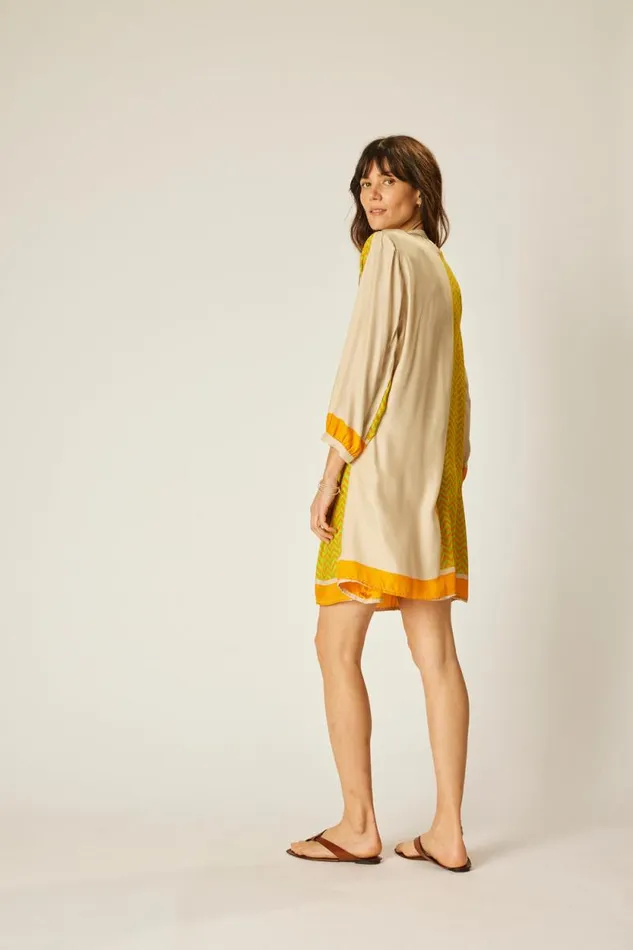 Women Natalie Martin Dresses Sammie Short Dress Block Zigzag Tangerine
