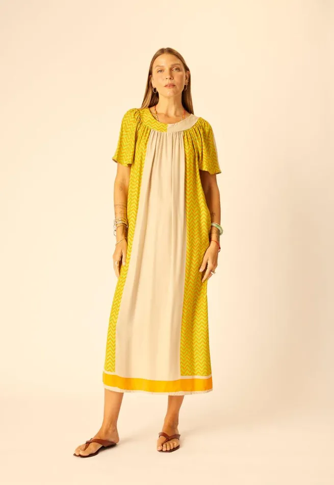 Women Natalie Martin Dresses Sienna Dress Block Zigzag Tangerine