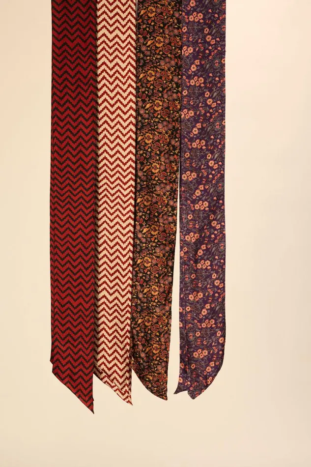 Women Natalie Martin Sash Belt Block Zigzag Aubergine