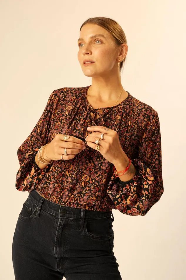 Women Natalie Martin Tops Amelia Top Petite Fleur Noire