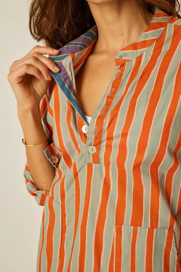 Women Natalie Martin Tops Aprs Swim Top Batik Stripe Sage