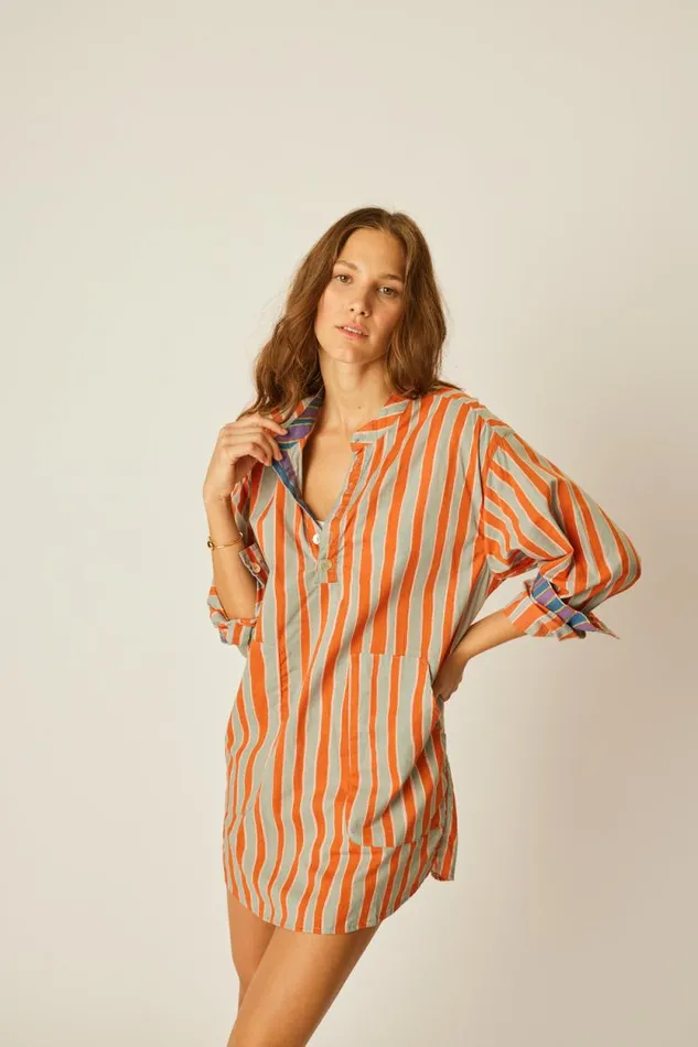 Women Natalie Martin Tops Aprs Swim Top Batik Stripe Sage
