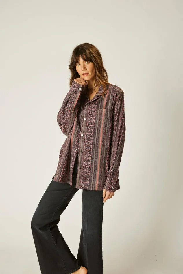 Women Natalie Martin Tops Louis Shirt Paisley Stripe Heather