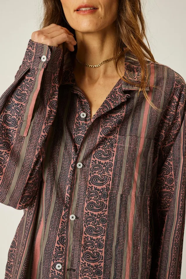 Women Natalie Martin Tops Louis Shirt Paisley Stripe Heather