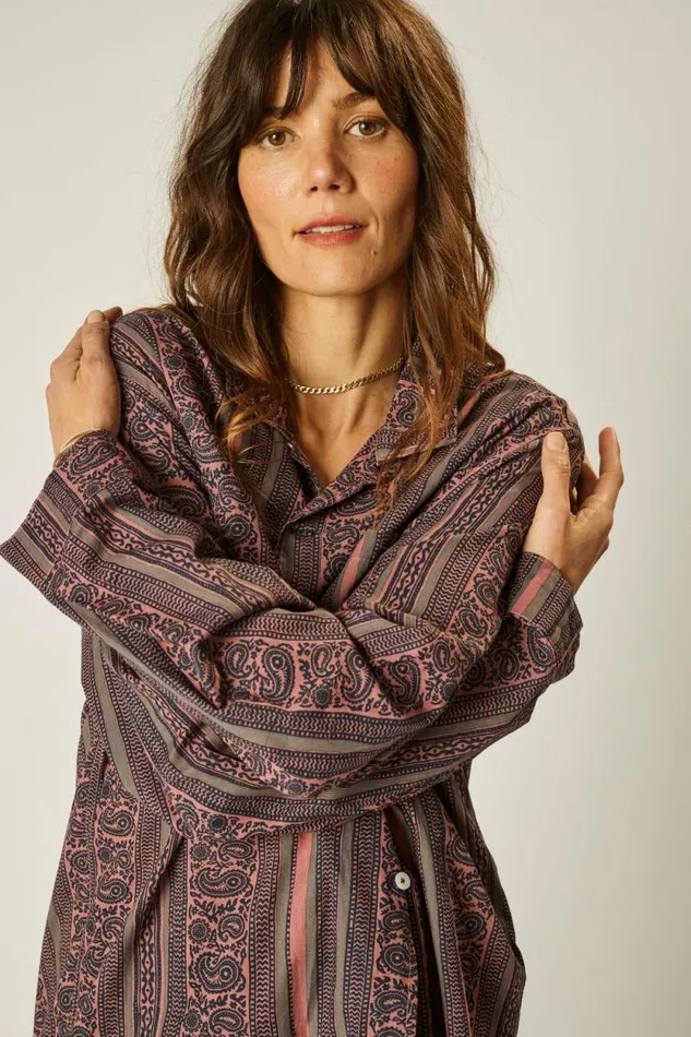 Women Natalie Martin Tops Louis Shirt Paisley Stripe Heather