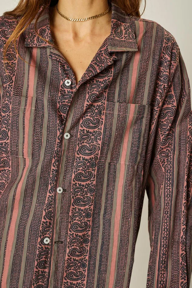 Women Natalie Martin Tops Louis Shirt Paisley Stripe Heather