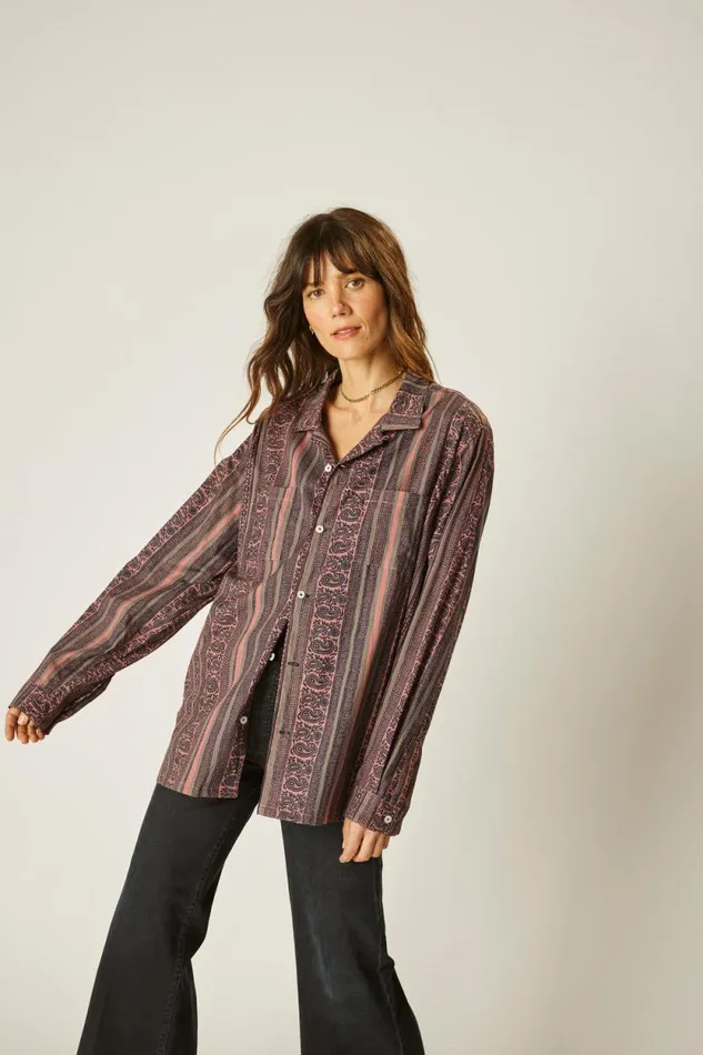 Women Natalie Martin Tops Louis Shirt Paisley Stripe Heather