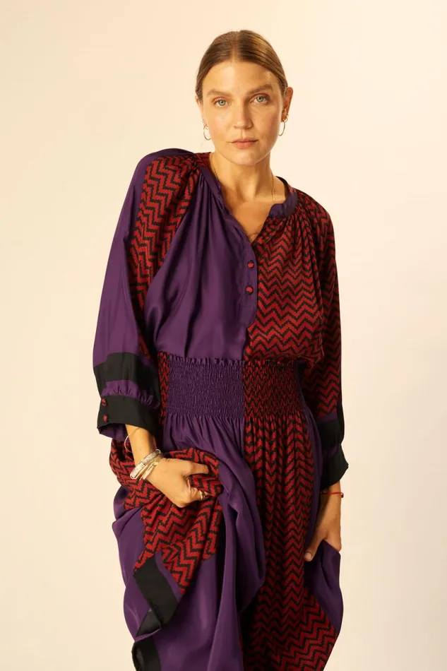 Women Natalie Martin Tops Remy Top Block Zigzag Aubergine