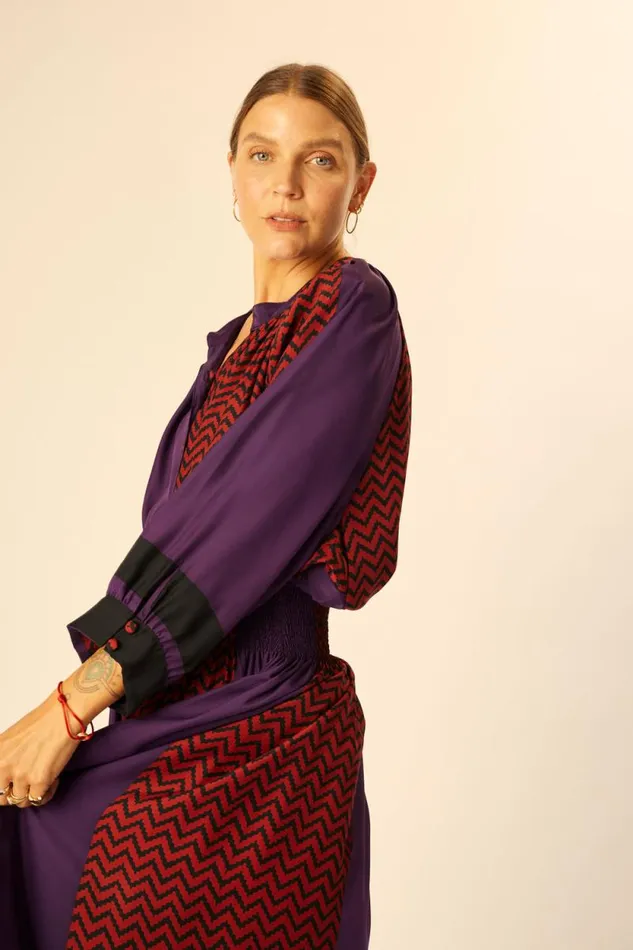 Women Natalie Martin Tops Remy Top Block Zigzag Aubergine
