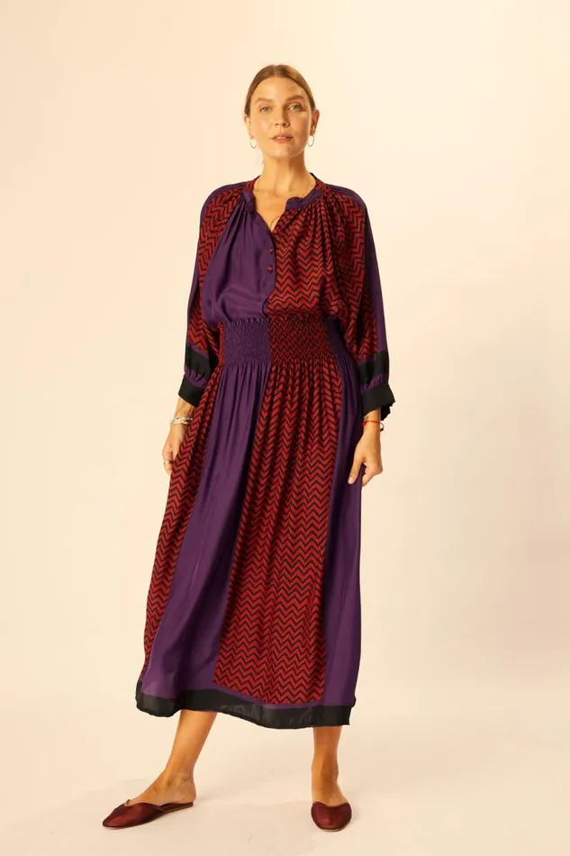 Women Natalie Martin Tops Remy Top Block Zigzag Aubergine