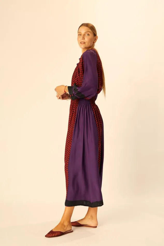 Women Natalie Martin Tops Remy Top Block Zigzag Aubergine