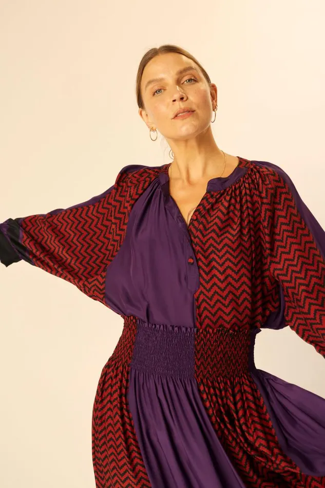 Women Natalie Martin Tops Remy Top Block Zigzag Aubergine