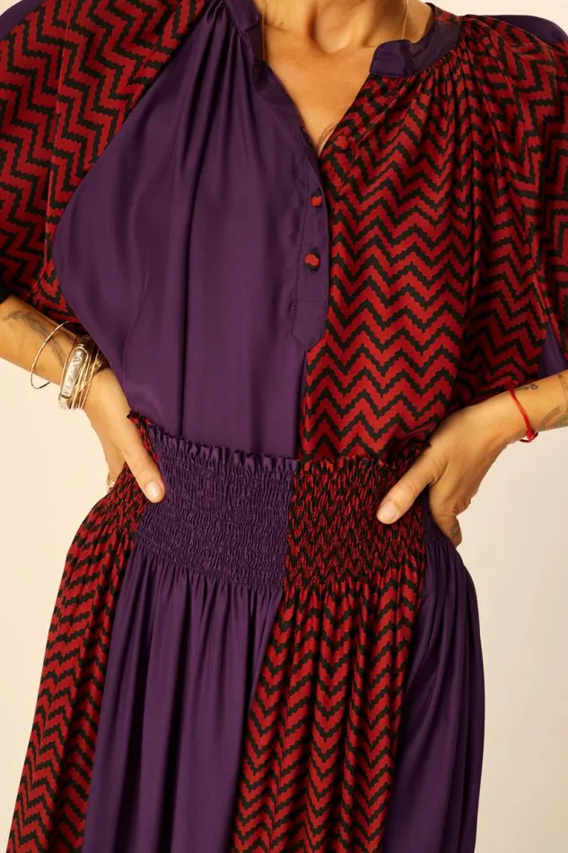 Women Natalie Martin Tops Remy Top Block Zigzag Aubergine