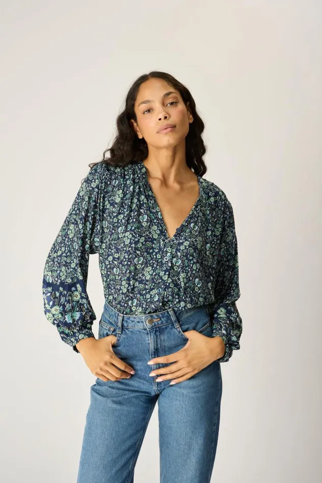 Women Natalie Martin Tops Tolan Shirt Petite Fleur Marine