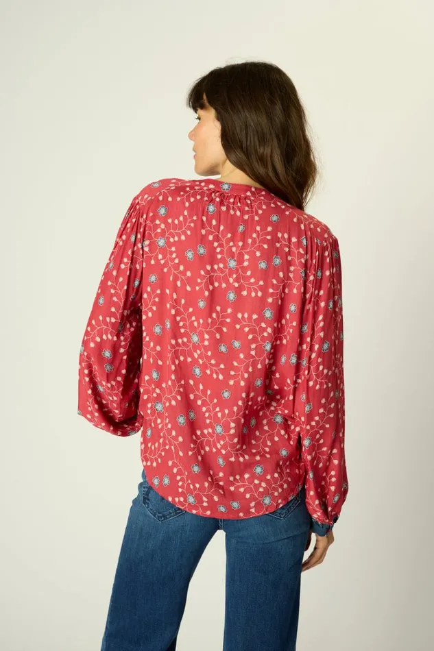 Women Natalie Martin Tops Tolan Shirt Pinwheel Barn Red