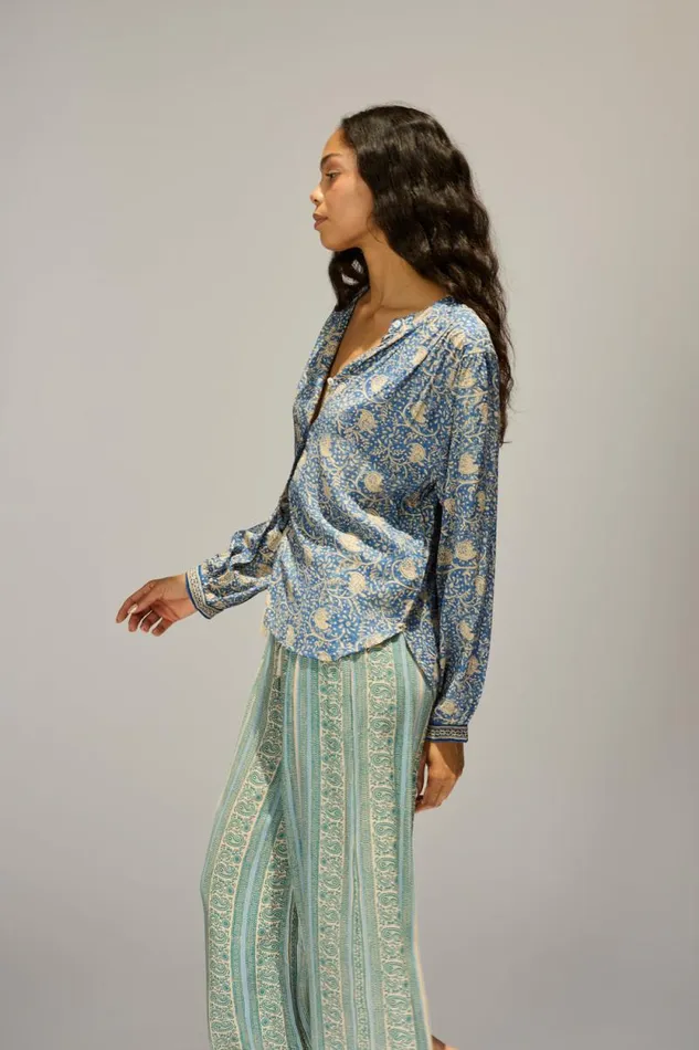 Women Natalie Martin Tops Tolan Shirt Water Lily Blue