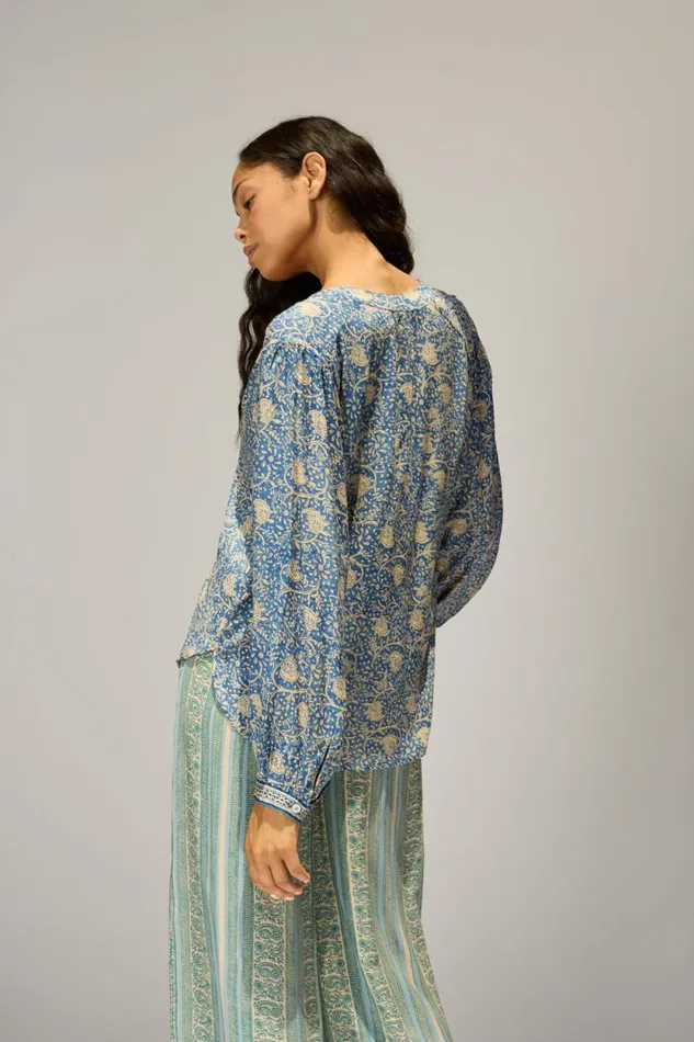 Women Natalie Martin Tops Tolan Shirt Water Lily Blue