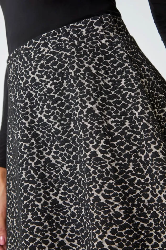 Women Natural Animal Print Skater Stretch Skirt Roman Skirts