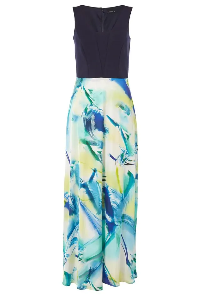 Women Navy Abstract Print Maxi Dress Roman Dresses