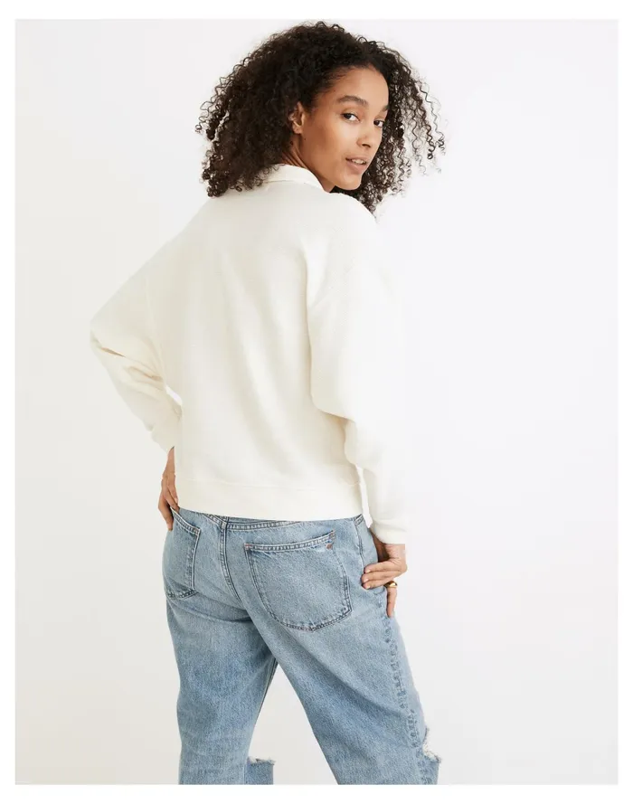 Women Ottoman Jacquard Polo Top Antique Cream Madewell Tops and Shirts Women Ottoman Jacquard Polo Top Antique Cream Madewell Tops and Shirts