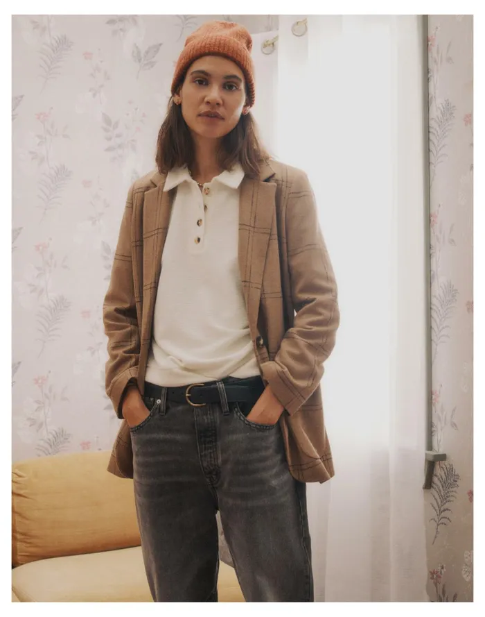 Women Ottoman Jacquard Polo Top Antique Cream Madewell Tops and Shirts Women Ottoman Jacquard Polo Top Antique Cream Madewell Tops and Shirts