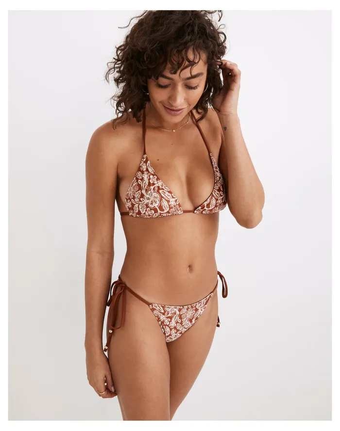 Women Palm Jade Bikini Top Batik Print Madewell Swim