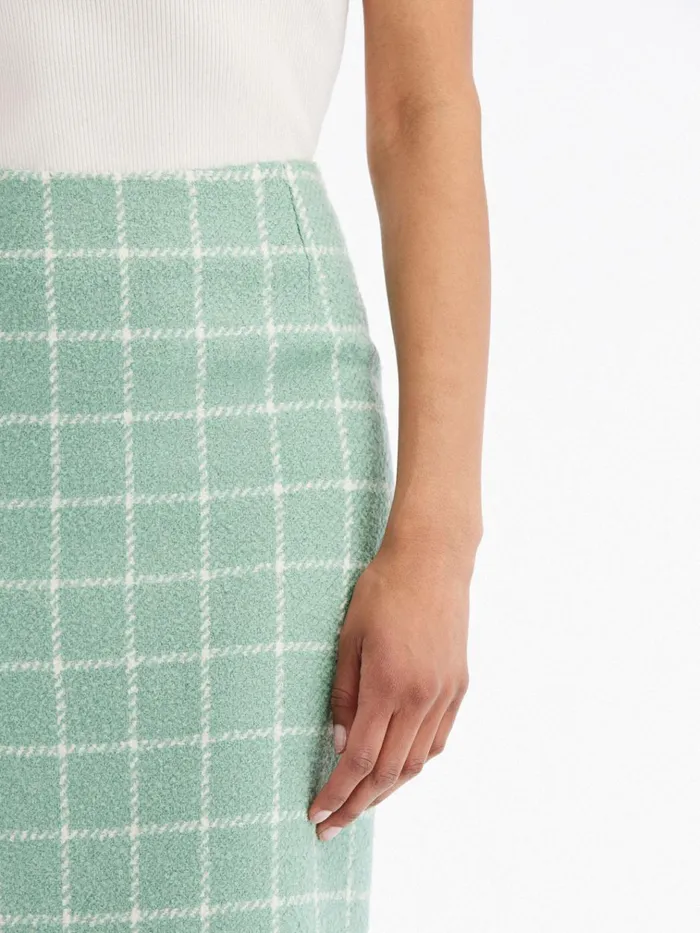 Women Pants and Skirts Oscar De La Renta Boucle Windowpane Tweed Pencil Skirt Sagewhite Women Pants and Skirts Oscar De La Renta Boucle Windowpane Tweed Pencil Skirt Sagewhite