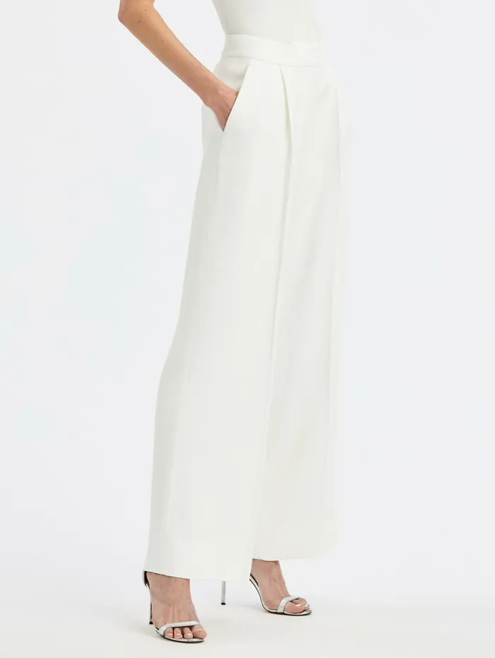 Women Pants and Skirts Oscar De La Renta High Waisted Wide Leg Pant Ivory Women Pants and Skirts Oscar De La Renta High Waisted Wide Leg Pant Ivory