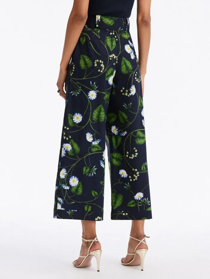 Women Pants and Skirts Oscar De La Renta Morning Glory Poplin Culotte Pants Whitedark Navy