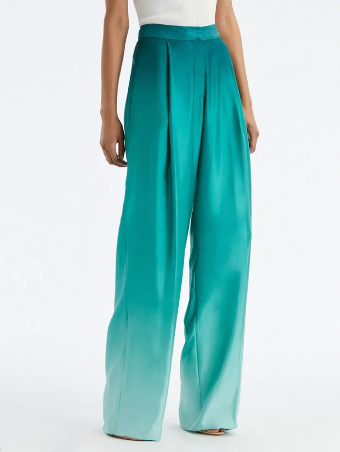 Women Pants and Skirts Oscar De La Renta Ombr Silk Twill Pant Jade Women Pants and Skirts Oscar De La Renta Ombr Silk Twill Pant Jade