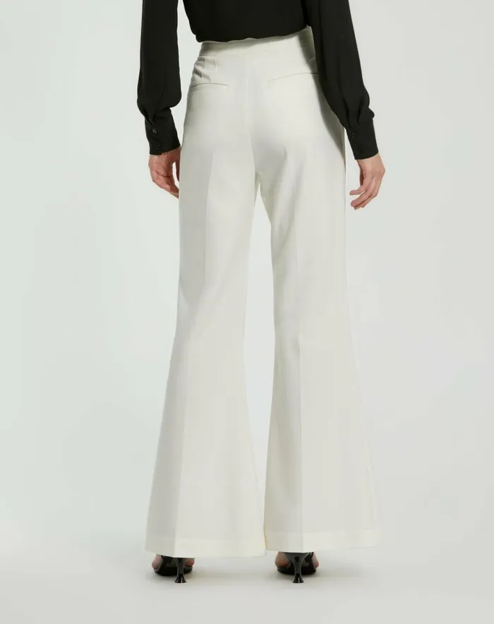 Women Pants Mac Duggal Ivory Classic Crepe Flared Trouser Pant 8211 FINAL SALE Ivory