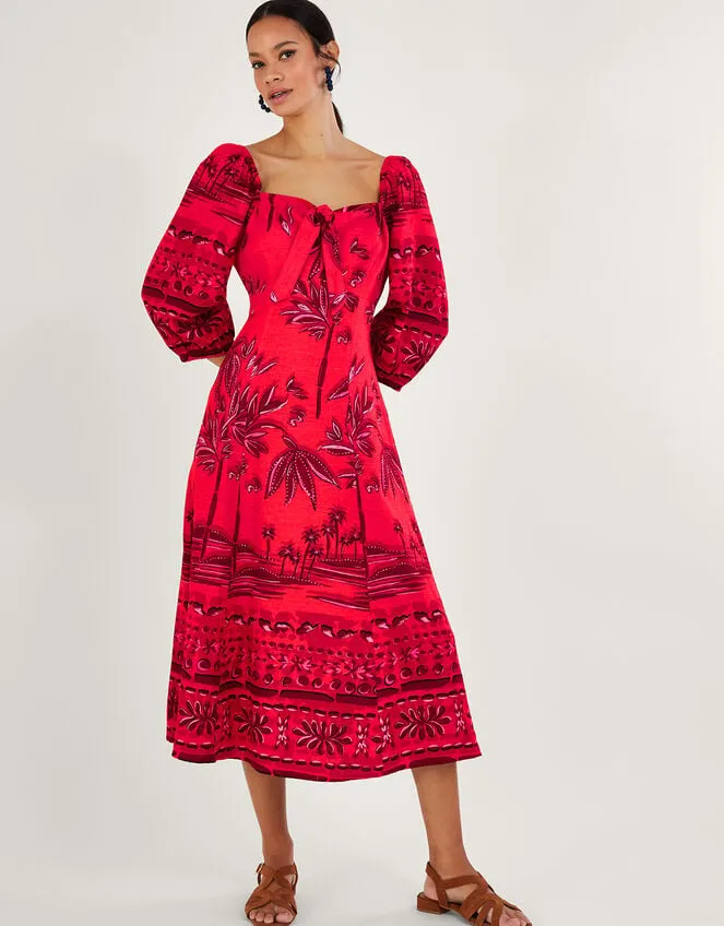 Women Paola Palm Print Dress With Lenzing Ecovero Red Monsoon Dresses