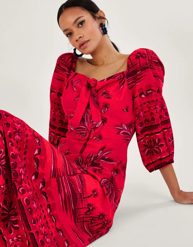 Women Paola Palm Print Dress With Lenzing Ecovero Red Monsoon Dresses