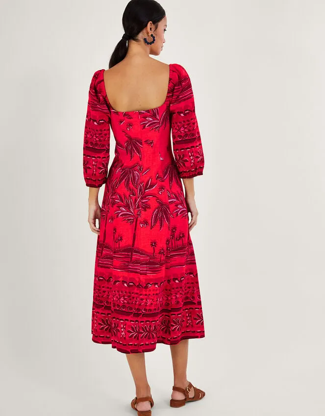Women Paola Palm Print Dress With Lenzing Ecovero Red Monsoon Dresses