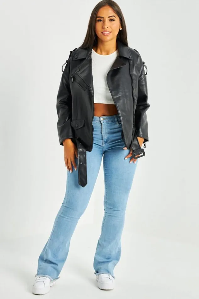 Women Perfecto En Simili Cuir Noir Fourrure Brentiny Paris Jackets