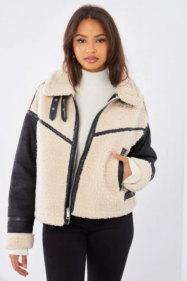 Women Perfecto Noir BiMatire En Peau De Mouton Black Brentiny Paris Jackets
