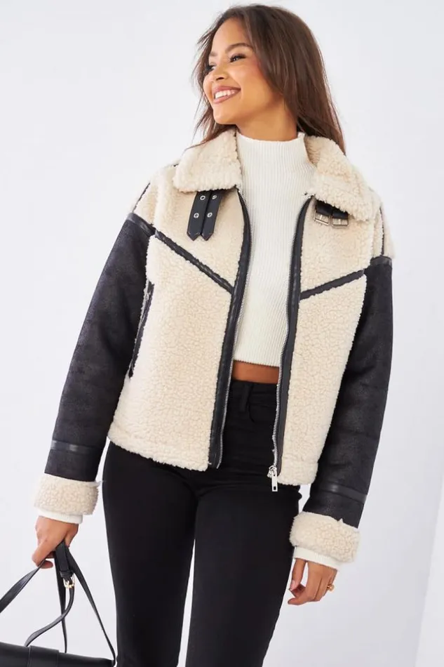 Women Perfecto Noir BiMatire En Peau De Mouton Black Brentiny Paris Jackets