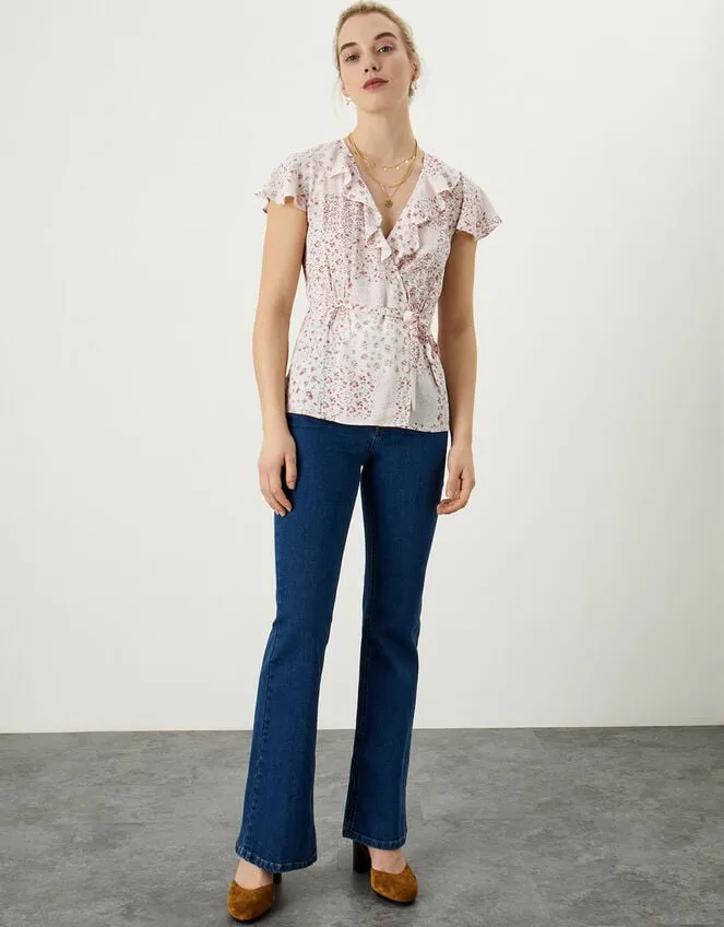 Women Peri Ditsy Patch Print Wrap Top Ivory Monsoon Tops and Blouses