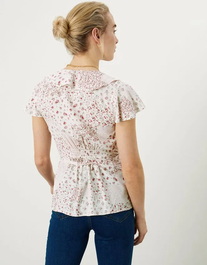 Women Peri Ditsy Patch Print Wrap Top Ivory Monsoon Tops and Blouses