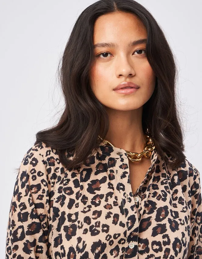 Women Petite Mendigote Leopard Print Dress Camel Monsoon Dresses