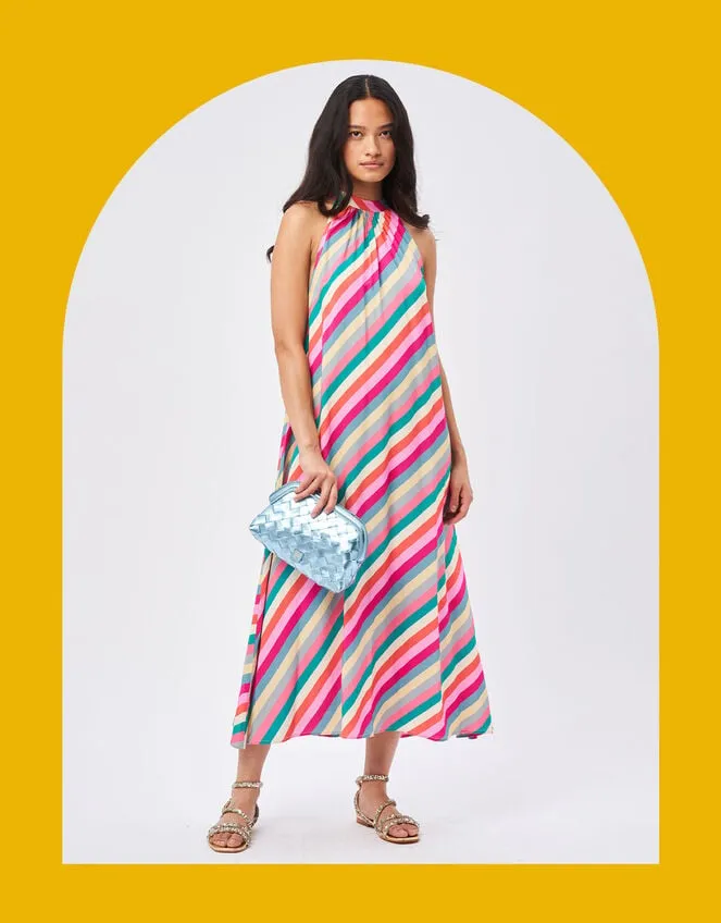 Women Petite Mendigote Stripe Midi Dress Multi Monsoon Dresses