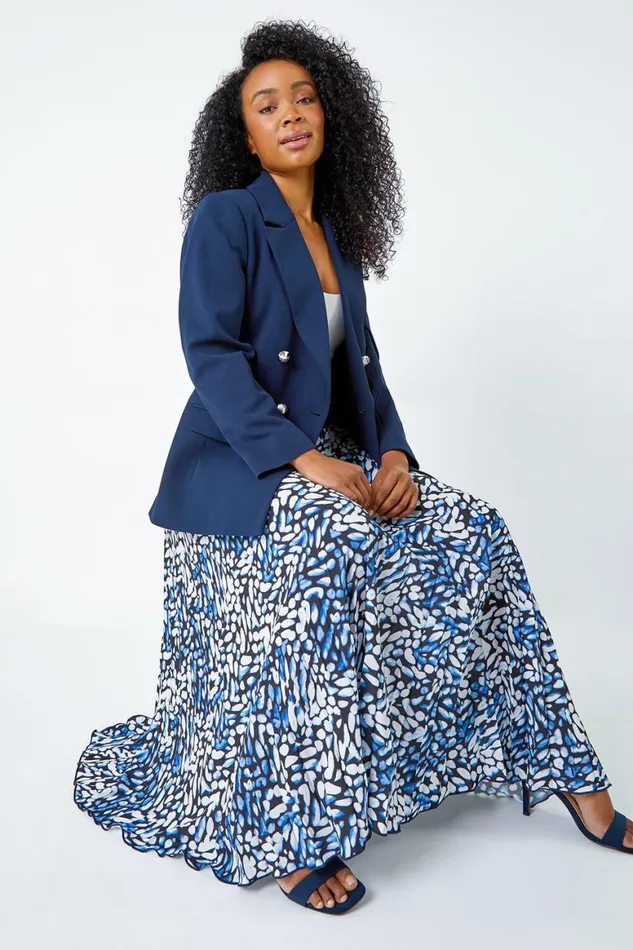Women Petite Pleated Abstract A Line Midi Skirt Roman Skirts