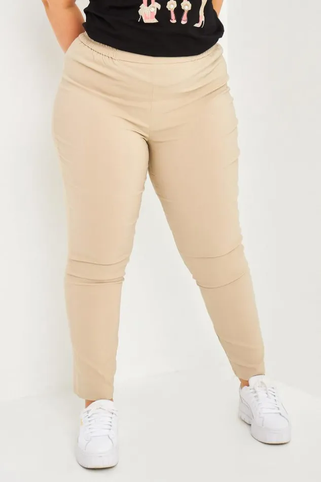 Women Plain White Paperbag Trousers Beige Brentiny Paris See Everything