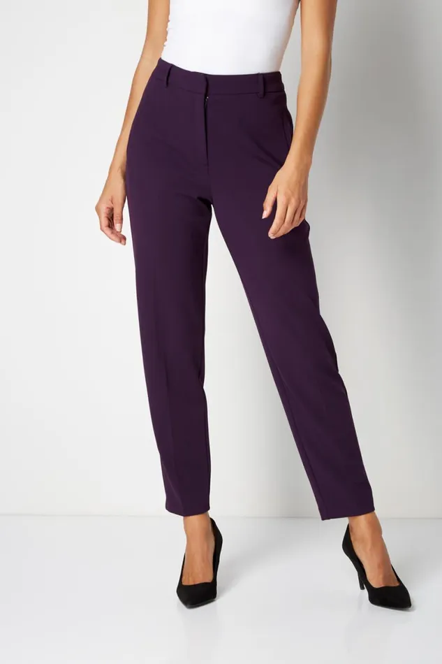Women Plum Short Straight Leg Stretch Trouser Roman Trousers