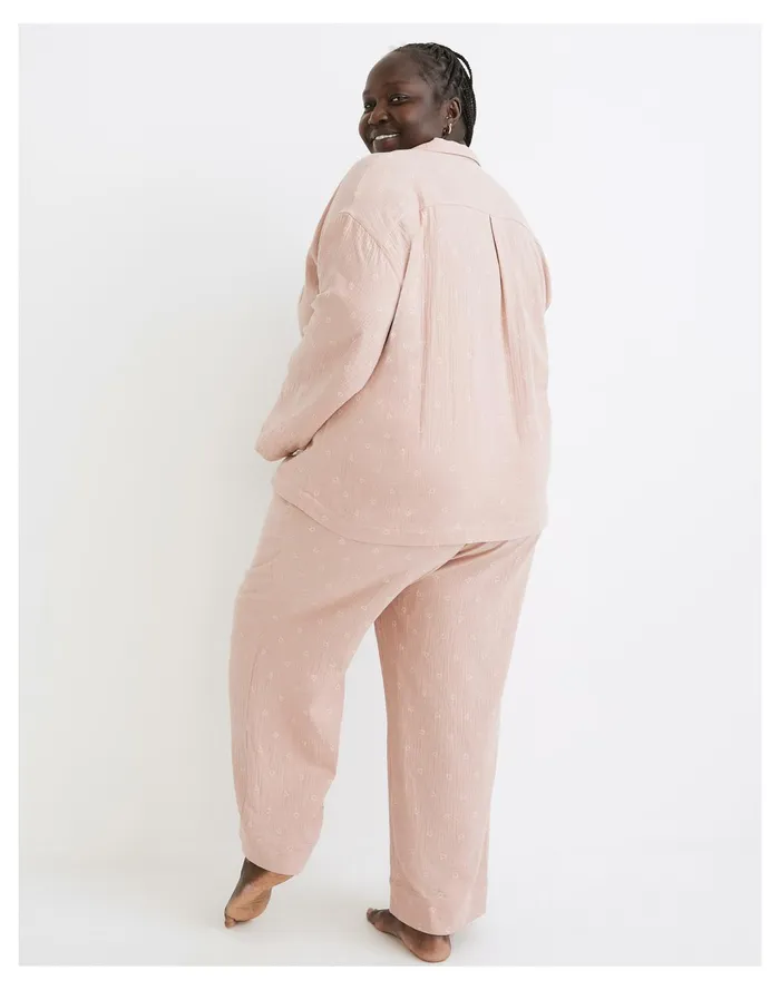 Women Plus Lightestspun Oversized Long Pajama Set In Open Hearts Dusty Blush Madewell Pajamas